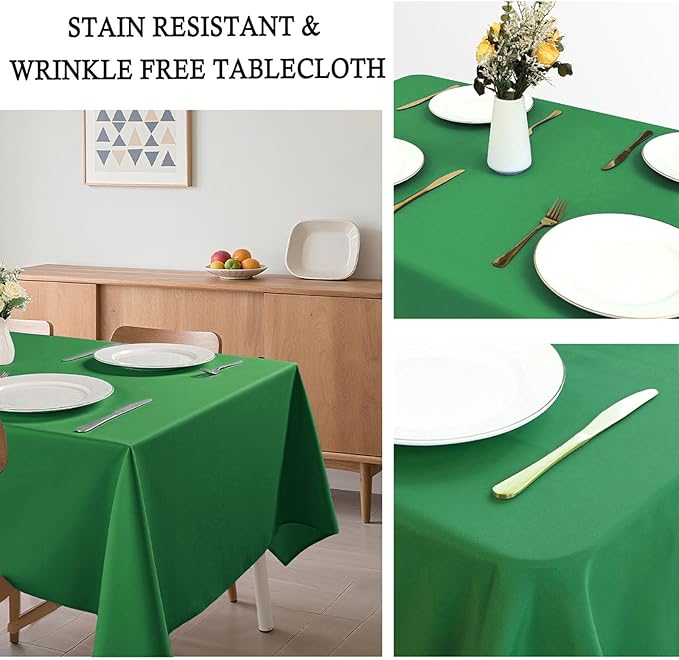 8 Pack Green Table Cloth 60 x 126 Inch Rectangular Tablecloth for 8 Foot Rectangle Tables, Wrinkle Resistant Washable Rectangle Fabric Table Covers for Wedding Party Banquet Buffet and Camping