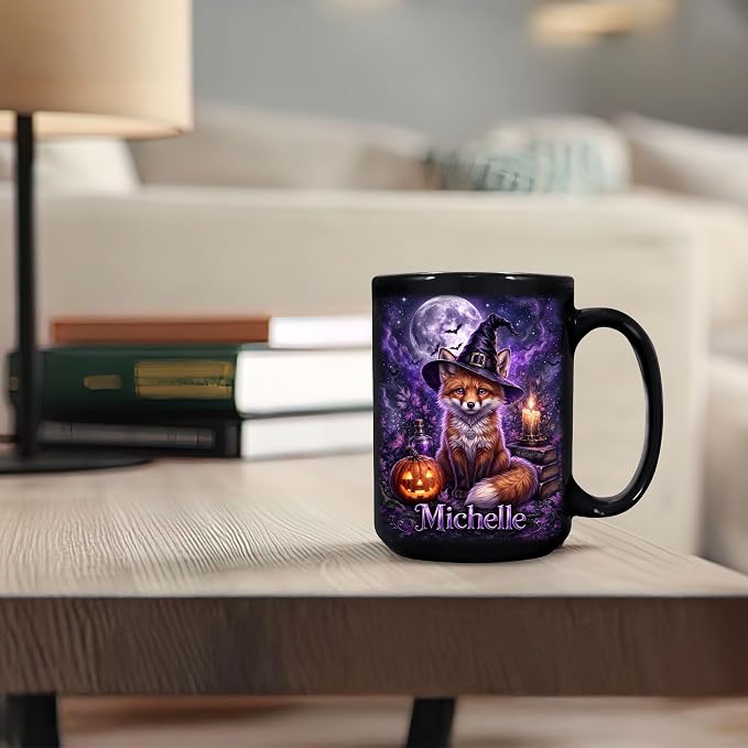 Hyturtle Personalized Halloween Fox Mug, Custom Name Gift - Image 6