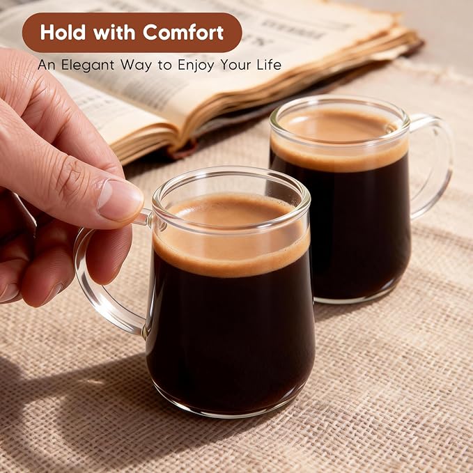 Glass Espresso Cups Set of 2, 5.4 oz Clear Espresso Shots Cup - Image 3