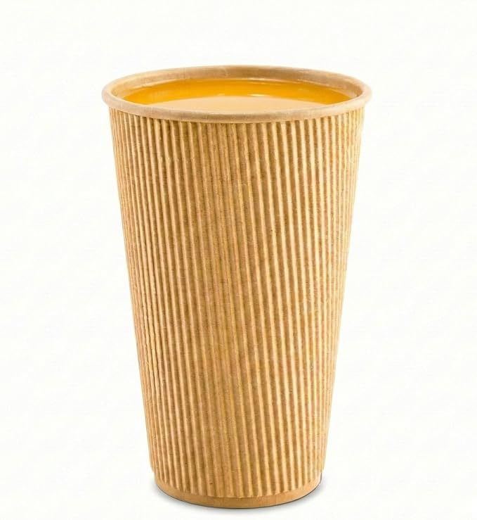 Restaurantware 16 Ounce Ripple Wall Disposable Coffee Cups, 500 Insulated Kraft - Image 6