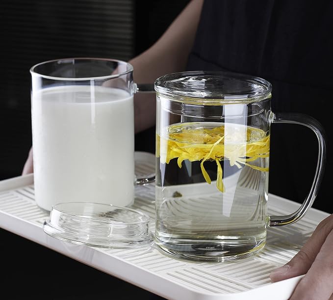 LUXU Glass Coffee Mugs, 27oz Large Glass Coffee Cups Clear Glass Tea Cups - Image 8