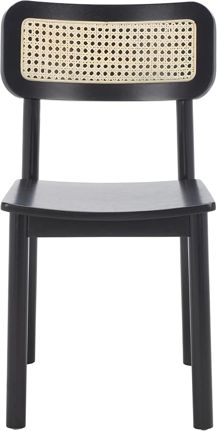 SAFAVIEH Home Collection Egon Coastal Black/Natural Dining Chair Set of 2