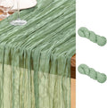 DeZerlor Sage Green Cheesecloth Table Runner 2 Pack Summer Table Runners Boho by DeZerlor