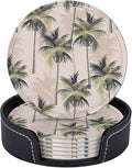 6 Pcs Palm Tree Tropical Plant Silhouette Leather Coasters by CAPVKING