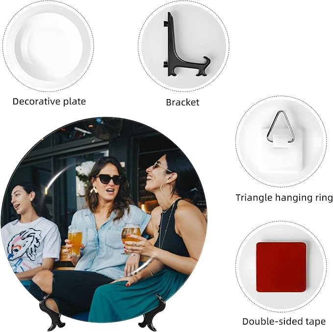 Custom Photo Ceramic Decorative Plates Personalized Porcelain Plate Add Logo Photo Text Ceramic Dinner Plate Home Decor (6 in)