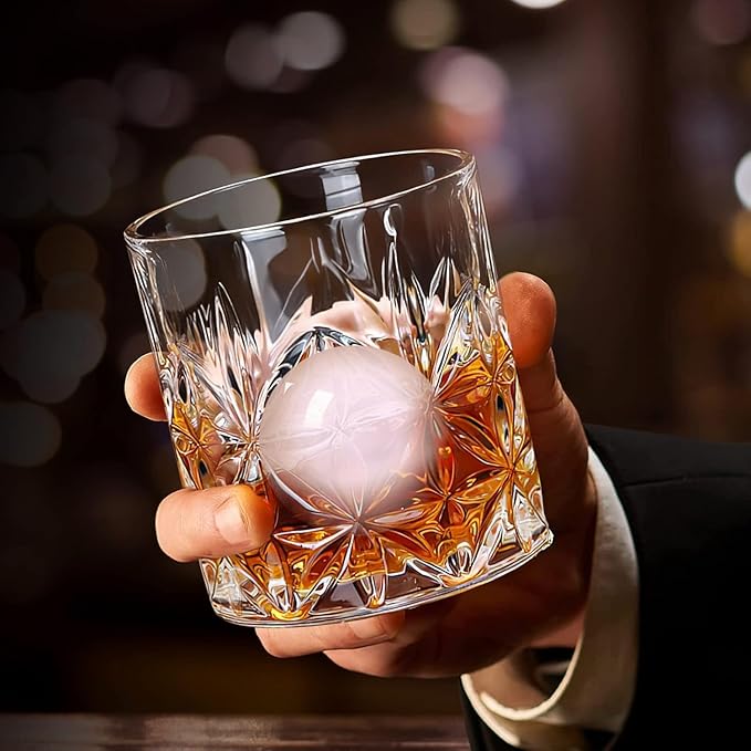 Crystal Whiskey Glass Set of 6 - Old Fashioned Bourbon Glasses, Perfect for Scotch and Cocktails (Style 1,6pcs)