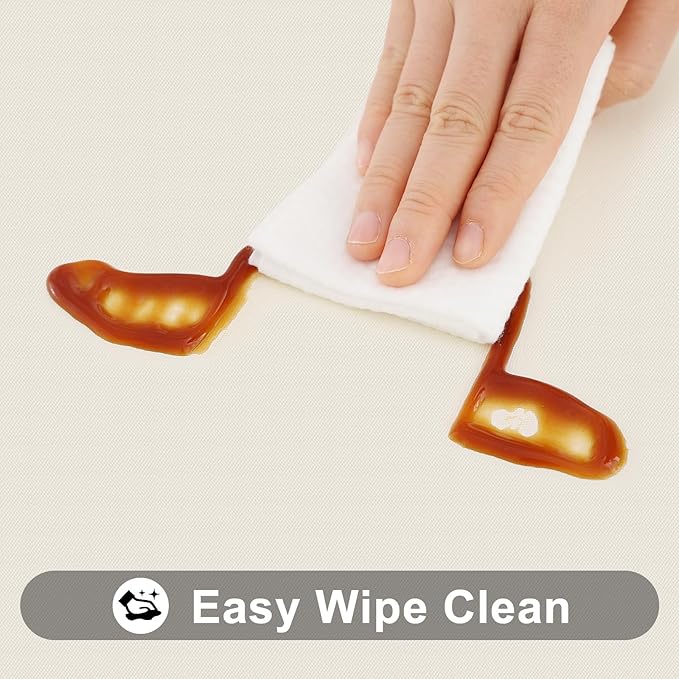 Smiry Rectangle Tablecloth, Elastic Fitted Flannel Backed Vinyl Tablecloths for 4ft Folding Tables, Waterproof Wipeable Table Covers for Indoor, Outdoor, Picnic and Camping (Beige, 30"x48")