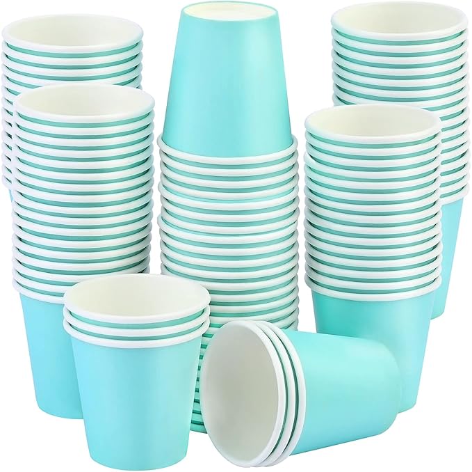 Wuadua 100 Pack 3 oz Blue Espresso Paper Cups - Sturdy and Leak-Proof for Parties, Events, Office, Home Use Disposable Mouthwash Cups - Ideal for Hot/Cold Drinks, Smooth Rim Design, Eco-Friendly