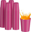 PartyPrints 100 Pack 16 oz Neon Pink Reusable Blank Plastic Cups, Stadium Cups by PartyPrints