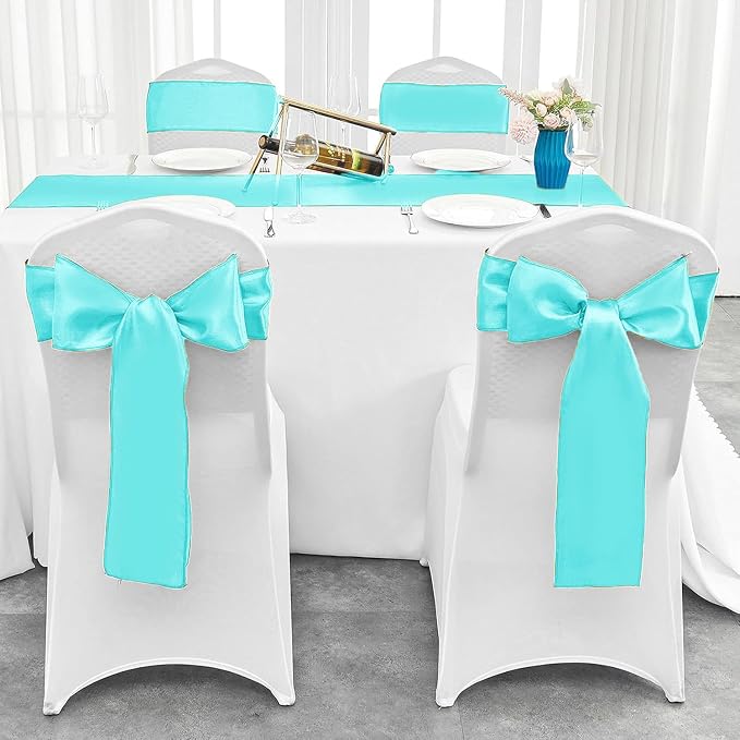 10-Pack Turquoise Satin Table Runner 12 x 108 Inch Long Bright and Smooth Silk - Image 7