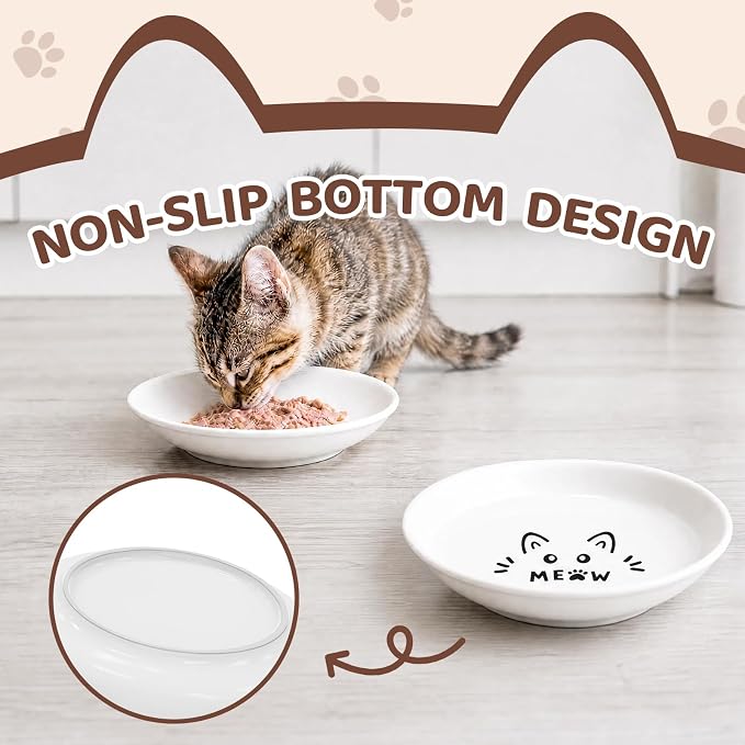YINEYA 3 Pack Cat Food Bowls, Anti Whisker Fatigue Ceramic Cats Dishes Set | - Image 4