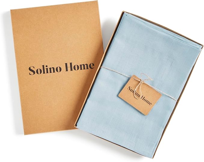 Solino Home Linen Napkins Set of 4-100% Pure Linen Ice Water Dinner Napkins Cloth 20 x 20 Inch - Fete, Handcrafted and Machine Washable - Spring, Easter