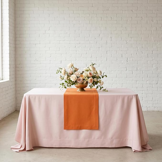 Solino Home 100% Pure Linen Dining Table Runner Orange, Fete 14 x 72 in | Table - Image 2
