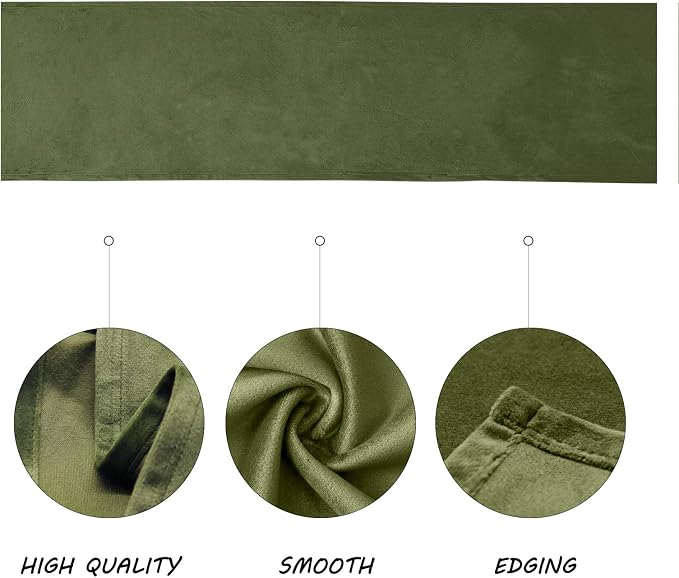 BALCONY & FALCON Table Runner Velvet Olive 14"x118" | Elegant, Fall Decor - Image 2