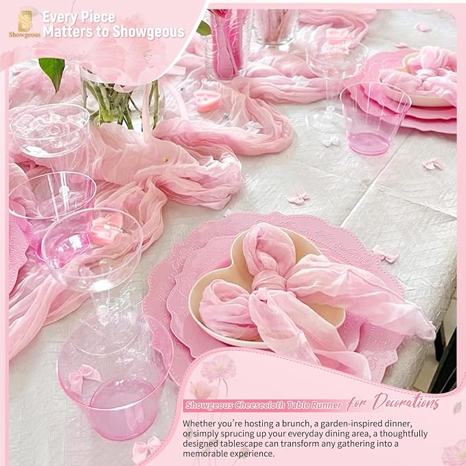 Showgeous 30 Pack Light Pink Cheesecloth Table Runner, 17 x 108 Inches | Boho - Image 8