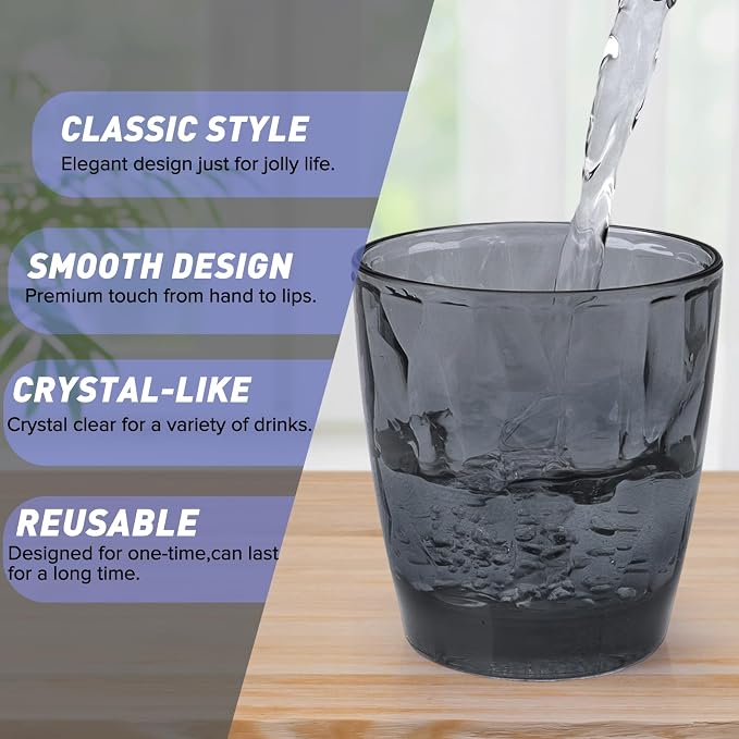 Topsky 10 oz Plastic Water Tumblers | Set of 4 Transparent Unbreakable Drinking - Image 3