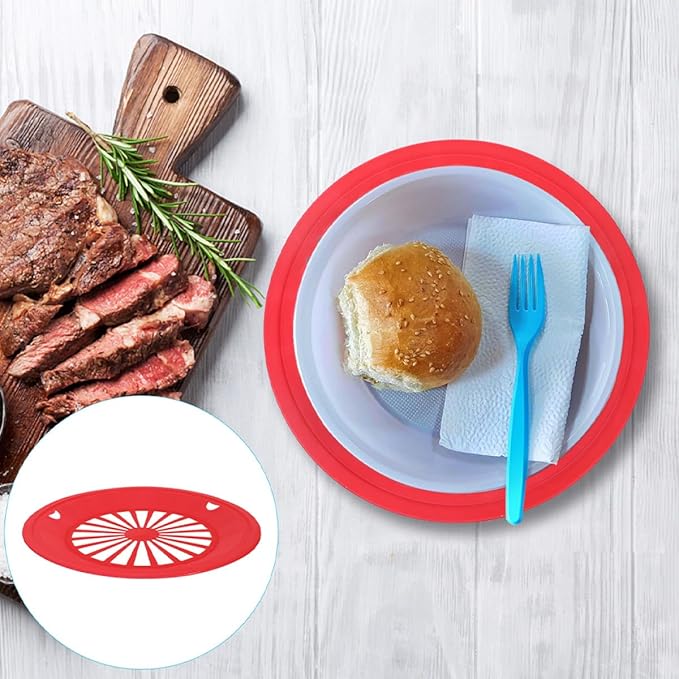 Bbq Hollow Serving Plates 6pcs Red Hollow-out Food Plates Reusable Party Picnic Supplies Commercial Food Serving Tableware