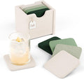 Fluxynara Felt Coasters with Holder, Sagewood | Square Felt Coasters, by FLUXYNARA