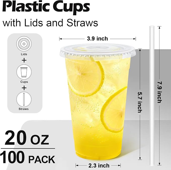 Lamosi 100 Pack 20 oz Clear Plastic Cups - Image 2