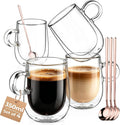glastal 12 oz Double Walled Glass Coffee Cups Set of 4 Cappuccino Cups by glastal
