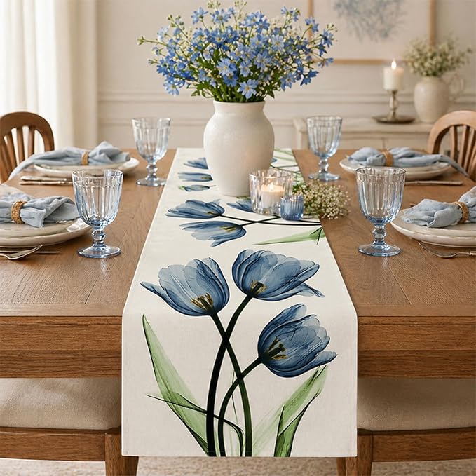 Floral Table Runner Mode Flowers Spring Summer Table Runner Seasonal Table - Image 3