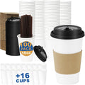 16 oz Coffee Cups + 16 Extra Cups Bulk Disposable To-Go Paper Cups by COOLCAP