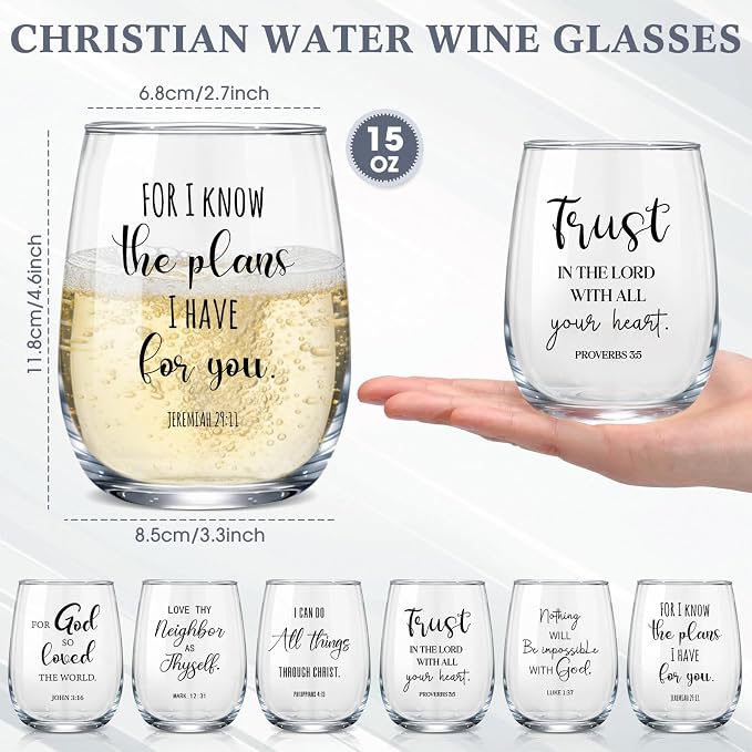 6 Sets Fathers Day Christian Funny Wine Glasses Gifts - Image 2