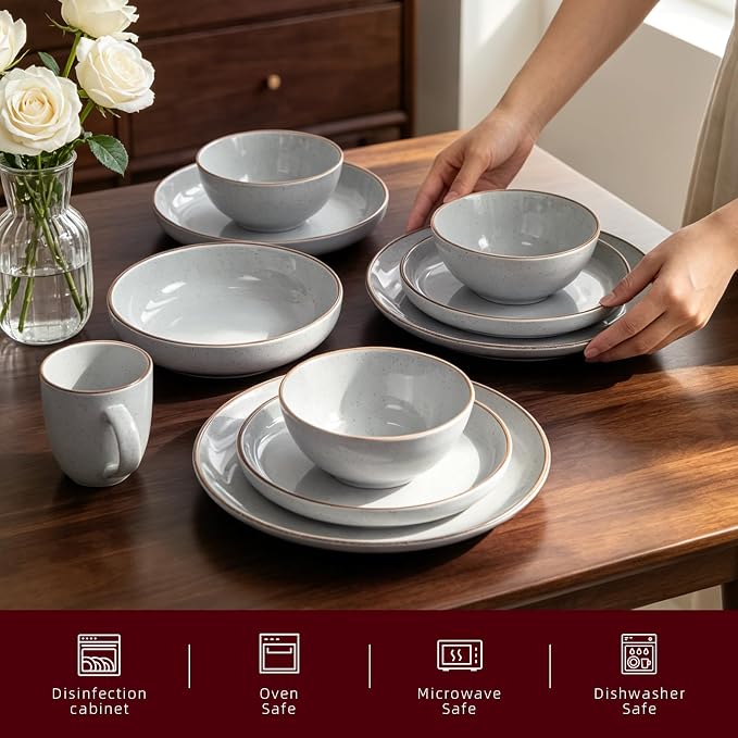 Stoneware Euro-Nordic 20pc Dinnerware Set, Shiny White - Image 3