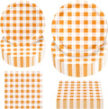 180Pcs Orange Gingham Party Supplies Paper Plates and Napkins Serve 60 | by Hpscdyo
