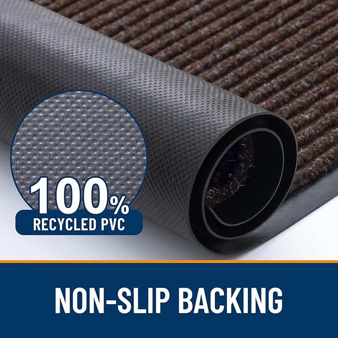 OLANLY Front Door Mat Indoor Outdoor Entrance, Waterproof Heavy Duty Doormat, Fade Resistant, Low Profile, Easy Clean Patio Porch Welcome Floor Mats for Entry, 35x30, Tan