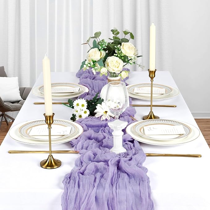 10 Pack 17 x 108 Inch Lilac Purple Table Runner Cheesecloth | Lavender Gauze - Image 3