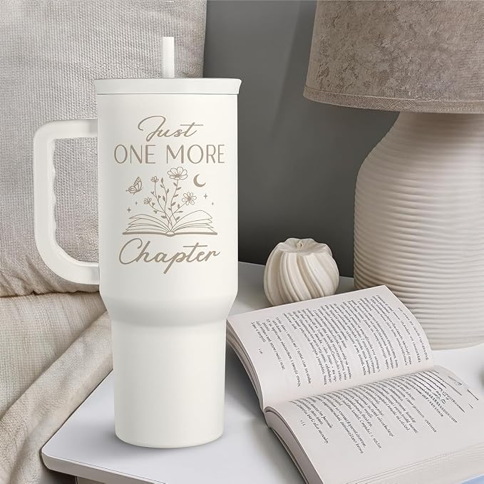 SANDJEST Book Lover Gifts for Women, Just One More Chapter Tumbler - Image 6