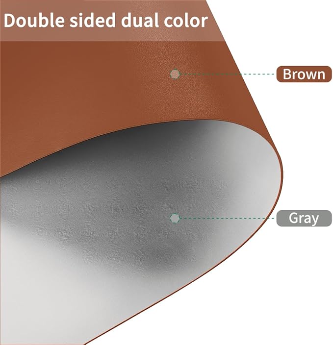 Table Protector Pad for Dining Room Table - Can Be Used On Both Sides Waterproof and Easy to Clean Good Flatness Used for Dining Table(Brown+Gray 46x96)