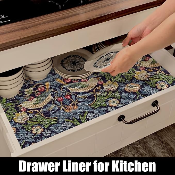 Bird Floral Shelf Liner for Cabinet Non Adhesive 15.7IN x 10FT | Shelf Liner - Image 5
