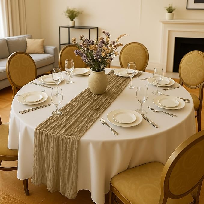 10FT Brown Cheesecloth Table Runner 120 Inch Rustic Boho Gauze Cheese Cloth - Image 5