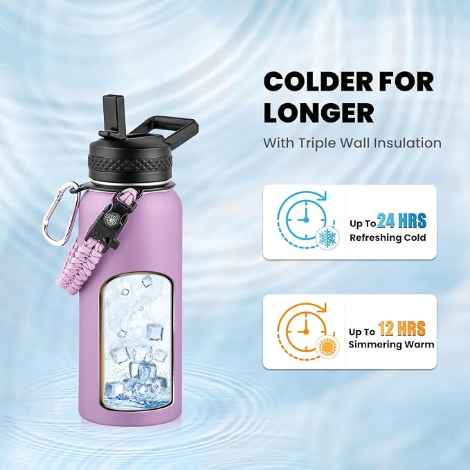 RAYMYLO Insulated Water Bottle 32 oz, Triple Wall Vacuum Stainless Steel | - Image 2