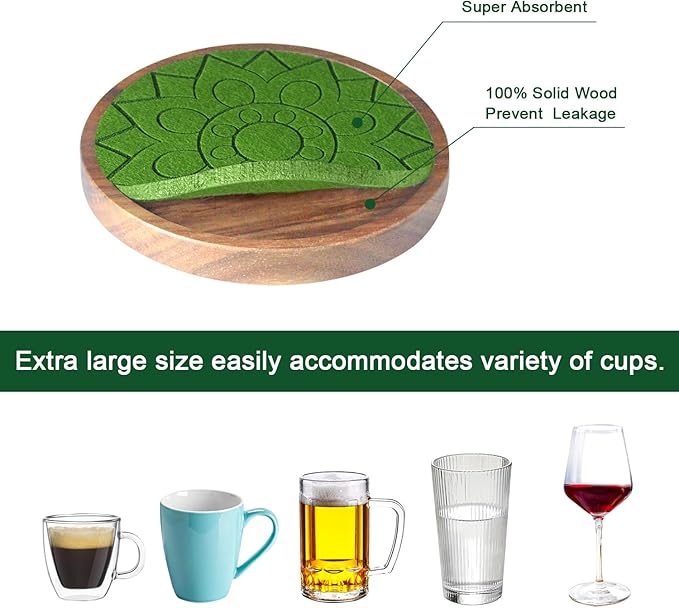 Coasters for Drinks Absorbent 5 Pack, Coasters for Coffee Table with Holder, Non-Slip, Non-Stick, Suit for Kinds of Cups 4.3 inch Colorful
