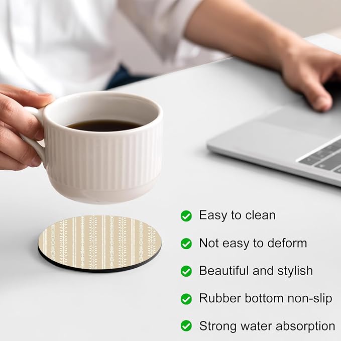 Modern Minimalist Coasters Set of 6, Absorbent Coasters - Image 4