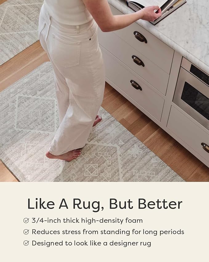 House of Noa Nama Standing Mat – Anti-Fatigue Cushioned Kitchen Mats for Floor | Ergonomic Bounce-Back Foam Kitchen Mats | Anti-Fatigue Mats for Kitchen & Standing | Ula Calico | 22" x 54"