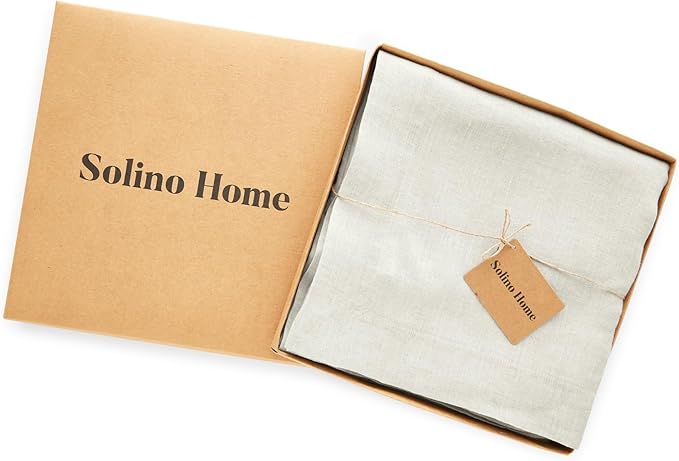 Solino Home Linen Tablecloth 70 x 90 Inch - 100% Pure Linen Light Flax Table Cloth for Rectangle Tables - Sonoma, Machine Washable Tablecloth for Spring, Easter