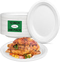 Large Oval Paper Plates 12 Inch, 100 Pack Heavy Duty Eco Friendly Disposable Plates, White Paper Plates Sturdy Strong for Party BBQ Picnic