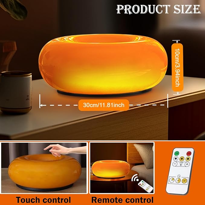 Orange Donut Table Lamp,Dount Light Lamp Ambient Lighitng,Aesthetic Touch Table Lamps,Modern Cute Desk Lamps for Living Room Bedroom