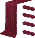 4 Pack Burgundy Cheesecloth Table Runner 20 x 120 inch Gauze Table Runners 10 by ACSUIT