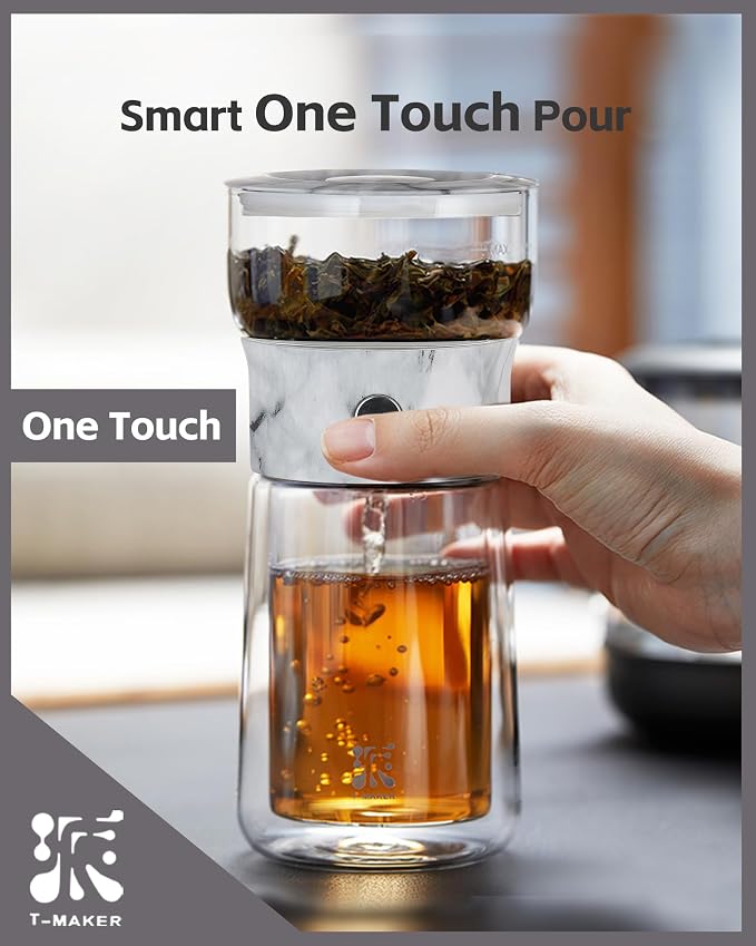 ZENS Modern One Touch Tea Maker, Glass Tea Infuser Pot - Image 2