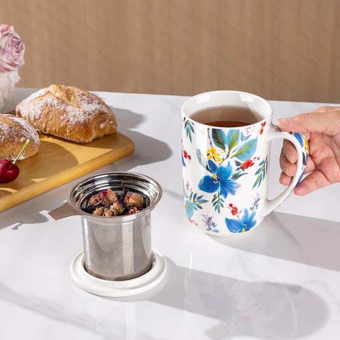 AmorArc Tea Cup With Infuser and Lid, 18oz Loose Leaf Tea Mug With Steeper | - Image 4