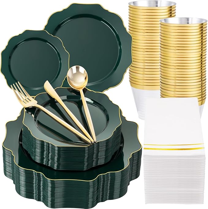 175Pcs Green Plastic Plates by WDF
