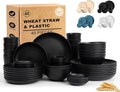 Plates and Bowls Sets for 8, Wheat Straw Dinnerware Sets 40 Piece, Unbreakable by BUSOKIP