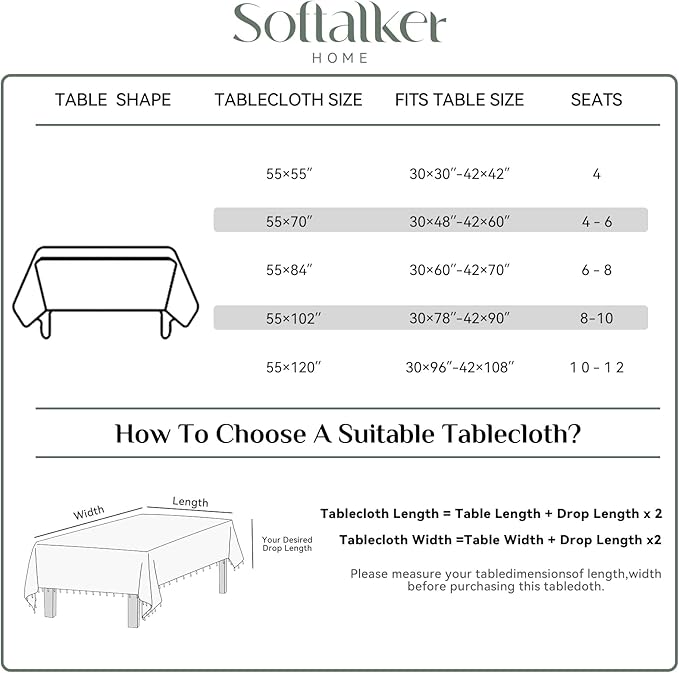 Softalker Valentines Pink Gingham Tablecloth Square, Outdoor Linen Cotton Checkered Table Cloth with Tassel, Heavy Duty Wrinkle Free Plaid Table Cover for Easter Dining Spring Party - 55 x 55 Inch