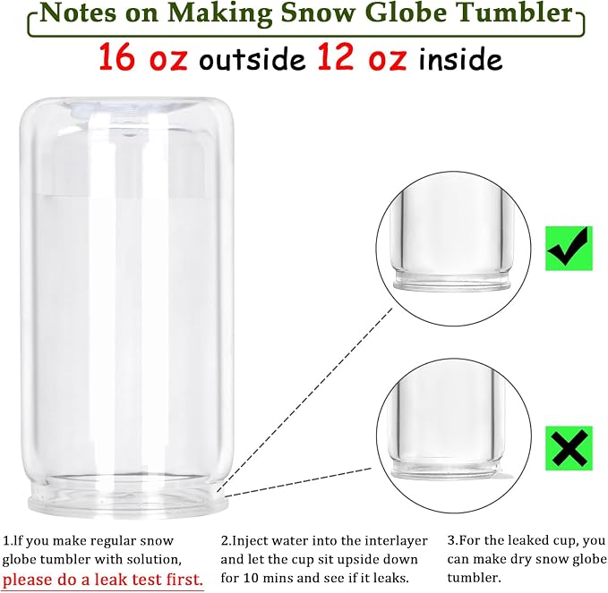 6 Pack 16 Oz Plastic Snow Globe Tumbler, Snowglobe Cups, Acrylic Snowglobe Cup - Image 4