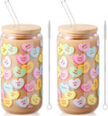 Sliner 2 Pcs Valentine's Day Cups Conversation Heart Glass Tumbler by Sliner